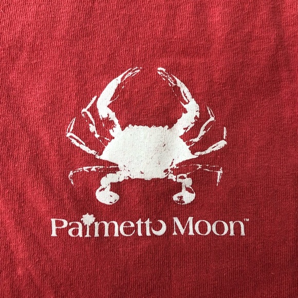 PALMETTO MOON • Coral Pink Crab Logo Preppy SC Cotton Tee Size Large - Picture 11 of 16